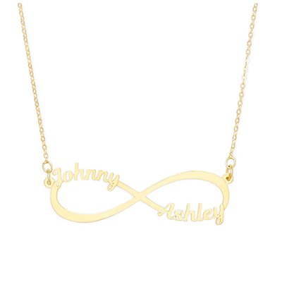 Gold Infinity Two Name Necklace