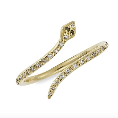 Ileana Makri Small 18K Yellow Gold, Diamond, & Tsavorite Snake Ring