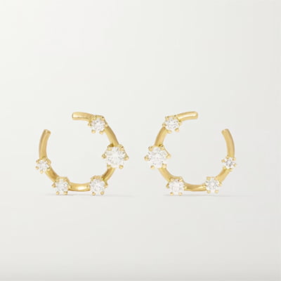 Jade Trau Kismet 18K Gold Diamond Hoop Earrings
