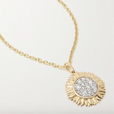 Sydney Evan Large Sunflower Necklace with Diamonds