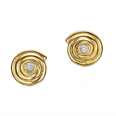 Temple St. Clair Classic Spiral Diamond & 18K Gold Stud Earrings