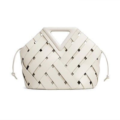 Triangle Basket Weave Leather Tote