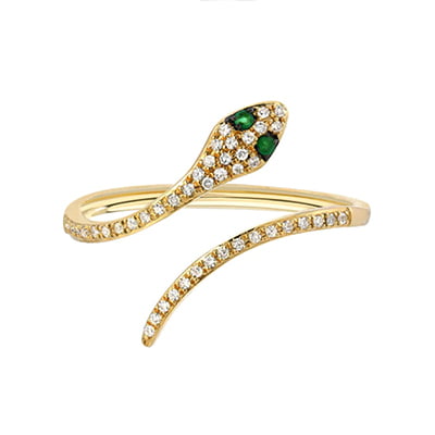 Zoe Lev Pave Diamond Snake Ring