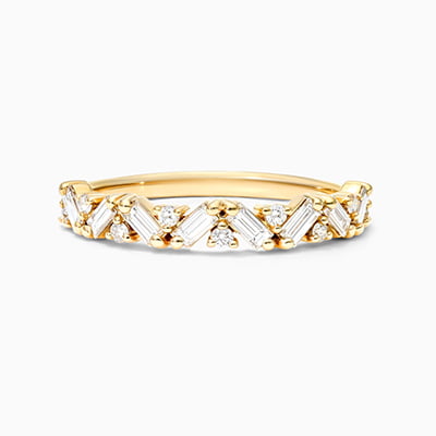 Baguette And Round Zig Zag Diamond Ring