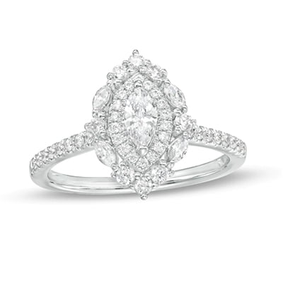 Marquise Diamond Double Frame Engagement Ring