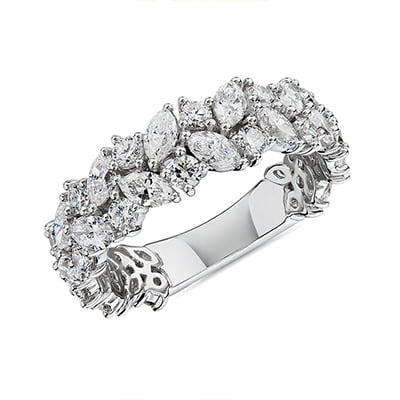 Marquise & Round Diamond Cluster Wedding Ring
