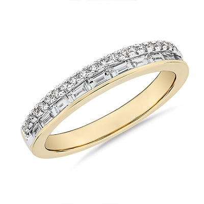 ZAC ZAC POSEN Double Row Baguette & Pavé Diamond Wedding Ring