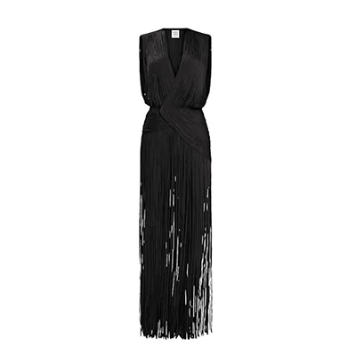 Herve Leger Draped Fringe-Trim Mini Dress Herve Leger Draped Fringe-Trim Mini Dress