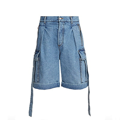 Balmain Cargo Strapped Denim Shorts