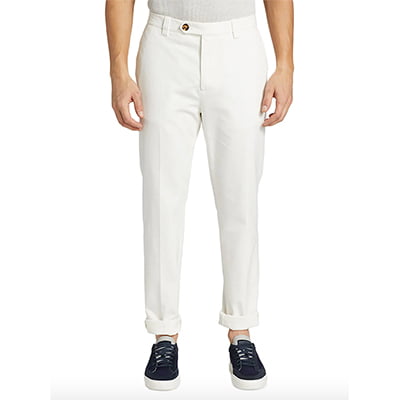 Brunello Cucinelli Flat-Front Cotton Pants