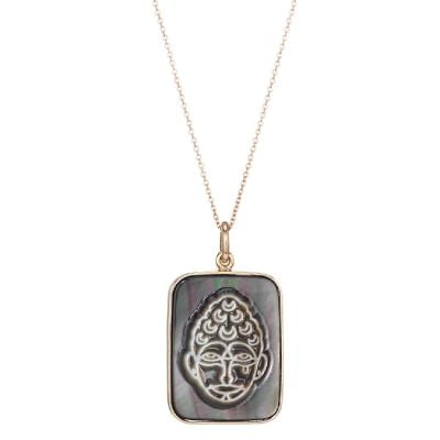 Ginette NY Bliss 18K Rose Gold & Mother-of-Pearl Buddha Pendant Necklace