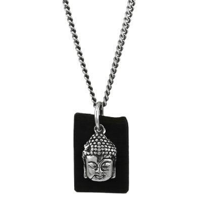 King Baby Studio Sterling Silver & Leather Meditating Buddha Necklace