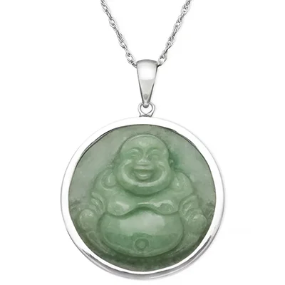 Macy's Sterling Silver Carved Jade Buddha Necklace1 Macy's Sterling Silver Carved Jade Buddha Necklace1