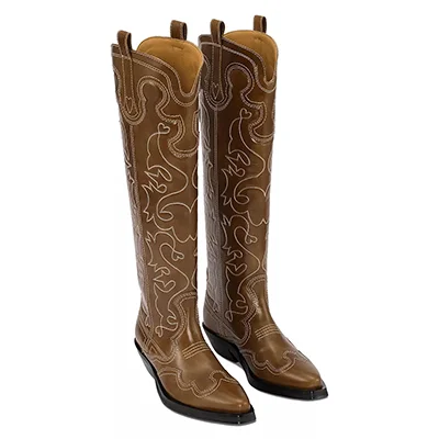 Ganni Knee-high Western Boots Ganni Knee-high Western Boots