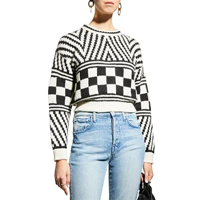 MOTHER The Itsy Multi-Printed Cropped Sweater MOTHER The Itsy Multi-Printed Cropped Sweater