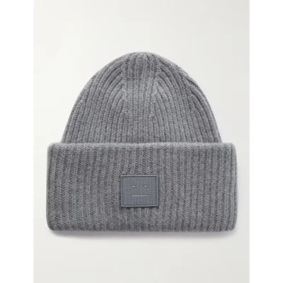Acne Studios Logo-Appliqued Ribbed Wool Beanie Acne Studios Logo-Appliqued Ribbed Wool Beanie