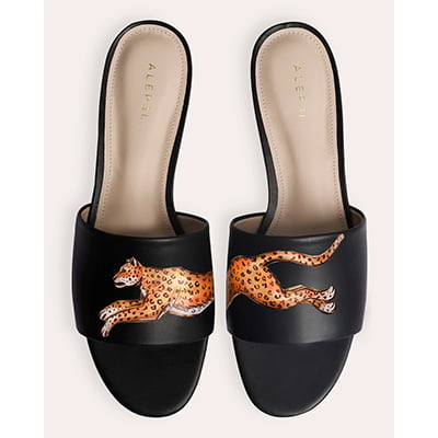 Alepel Black Leopard Slides Alepel Black Leopard Slides
