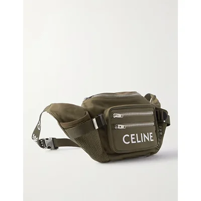 Celine Homme Logo-Print Cotton-Gabardine and Mesh Belt Bag Celine Homme Logo-Print Cotton-Gabardine and Mesh Belt Bag