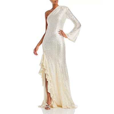 Cinq à Sept Angeline Embellished One-Shoulder Gown