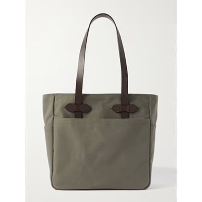 Filson Leather-Trimmed Cotton-Canvas Tote Bag