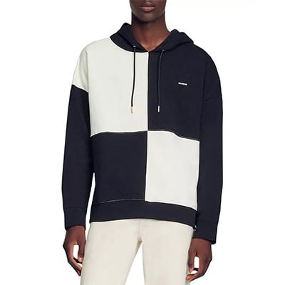 Sandro Check Pullover Hoodie