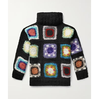 Chamula Crocheted Merino Wool Roll-Neck Sweater