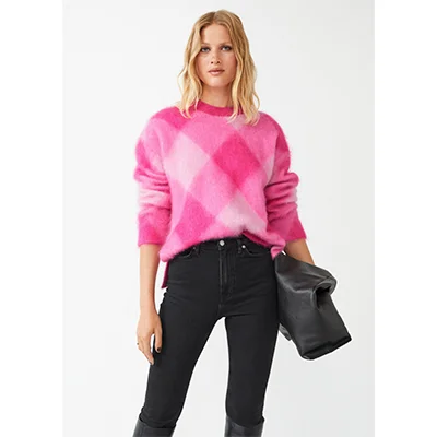 Diagonal Plaid Mohair Sweater Diagonal Plaid Mohair Sweater