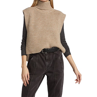 Isabel Marant Étoile Megan Sleeveless Marled Wool Rib-Knit Sweater
