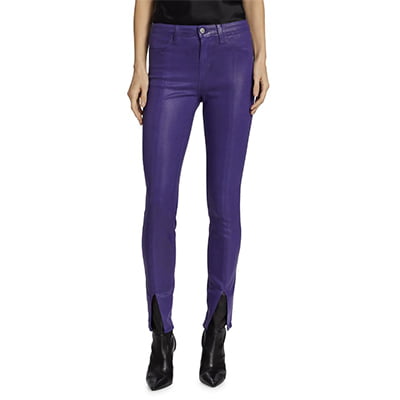 L'Agence High-Rise Coated Split Ankle Jeans In Dewberry