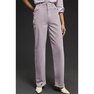 MOTHER The Tunnel Vision Sneak High-Rise Straight Jeans In Lavender Aura