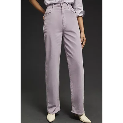 MOTHER The Tunnel Vision Sneak High-Rise Straight Jeans In Lavender Aura MOTHER The Tunnel Vision Sneak High-Rise Straight Jeans In Lavender Aura