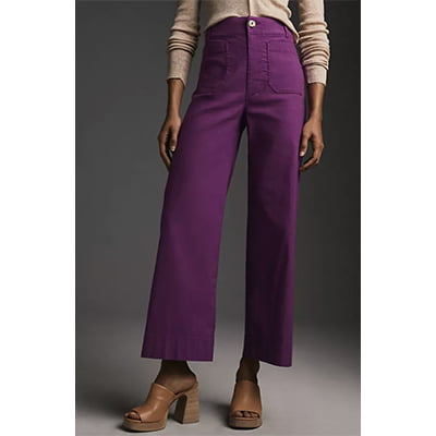 Maeve The Colette Cropped Wide-Leg Pants in Purple