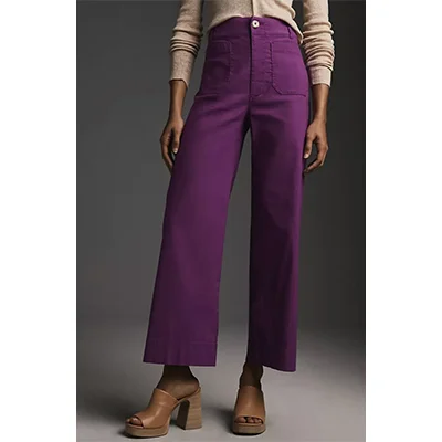 Maeve The Colette Cropped Wide-Leg Pants in Purple Maeve The Colette Cropped Wide-Leg Pants in Purple
