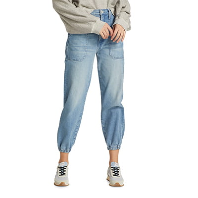 Mother Wrapper High-Rise Ankle Jogger Jeans