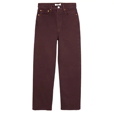 REDONE 70s High-Waist Stovepipe Ankle Jeans In Washed Plum REDONE 70s High-Waist Stovepipe Ankle Jeans In Washed Plum