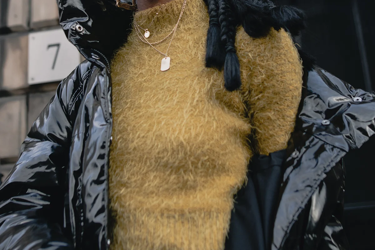 black puffer jacket