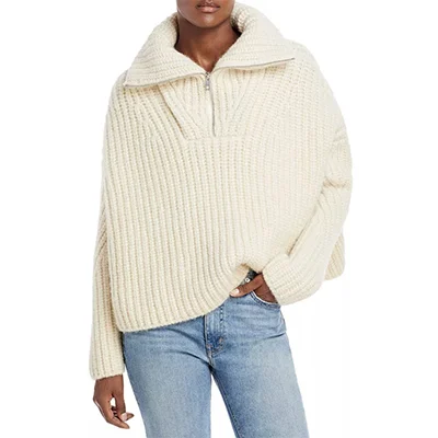 rag & bone Hannah Chunky Rib-Knit Quarter-Zip Sweater