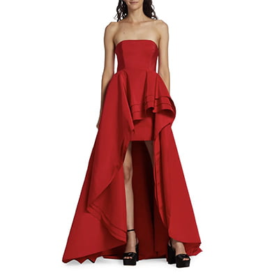 Carolina Herrera Ruffled Silk Strapless Gown